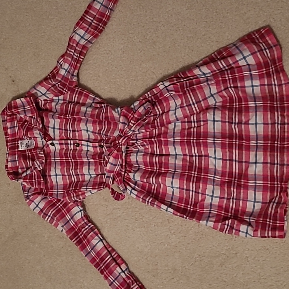 Carter's Girls Sz 6 Pink Plaid Shirtdress